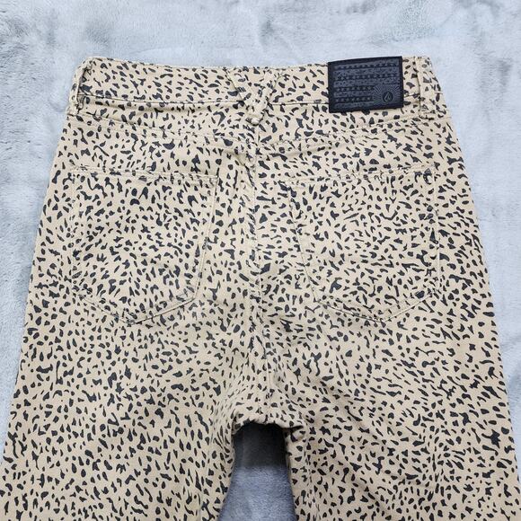 Volcom Jeans Womens 26 Tan Animal Print Liberator High Rise Ankle Stretch Denim - Picture 4 of 14